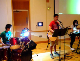 Large group opens and closes with musical worship.